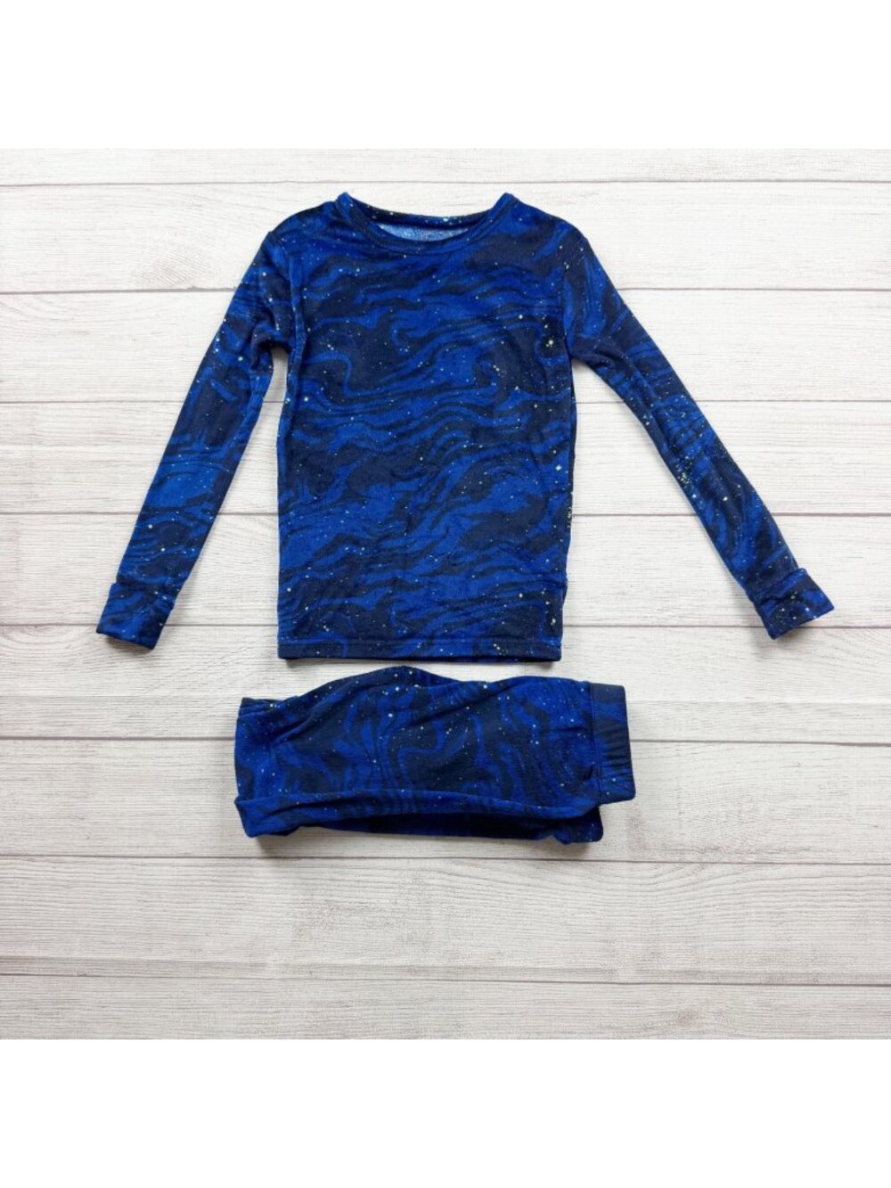 Cat & Jack Blue Starry Print Snuggly Soft Pajama Set Long Sleeve Pants 8